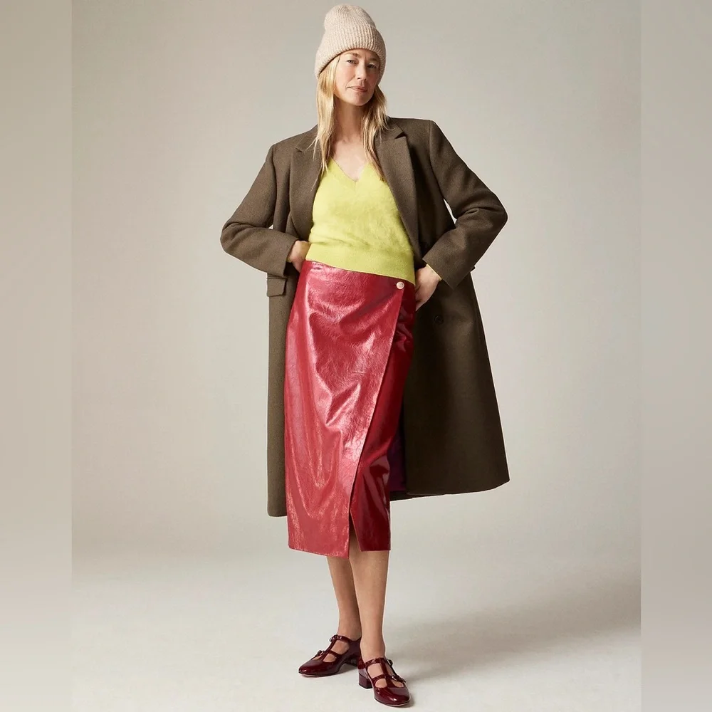 J.Crew Collection wrap skirt in faux patent leather CF935